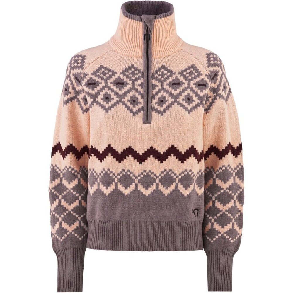 Kari Traa Agnes Wool Blend Knit Pullover, Large, Purple and Rose Pink